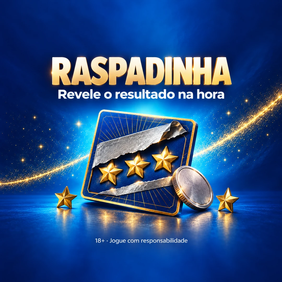 Raspadinha — revele o resultado na hora. 18+. Jogue com responsabilidade.
